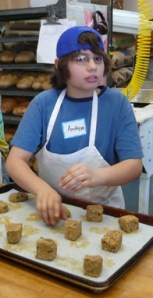 cookies Squishing chocolate chip cookies for baking